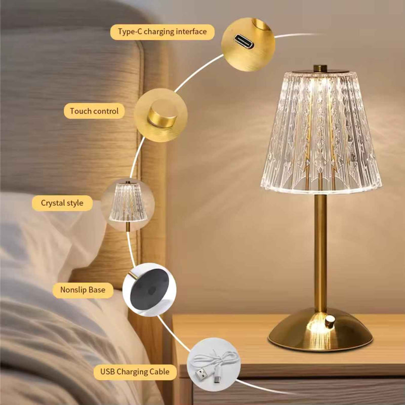Crystal Top Touch Lamp – Decorative Accent Light